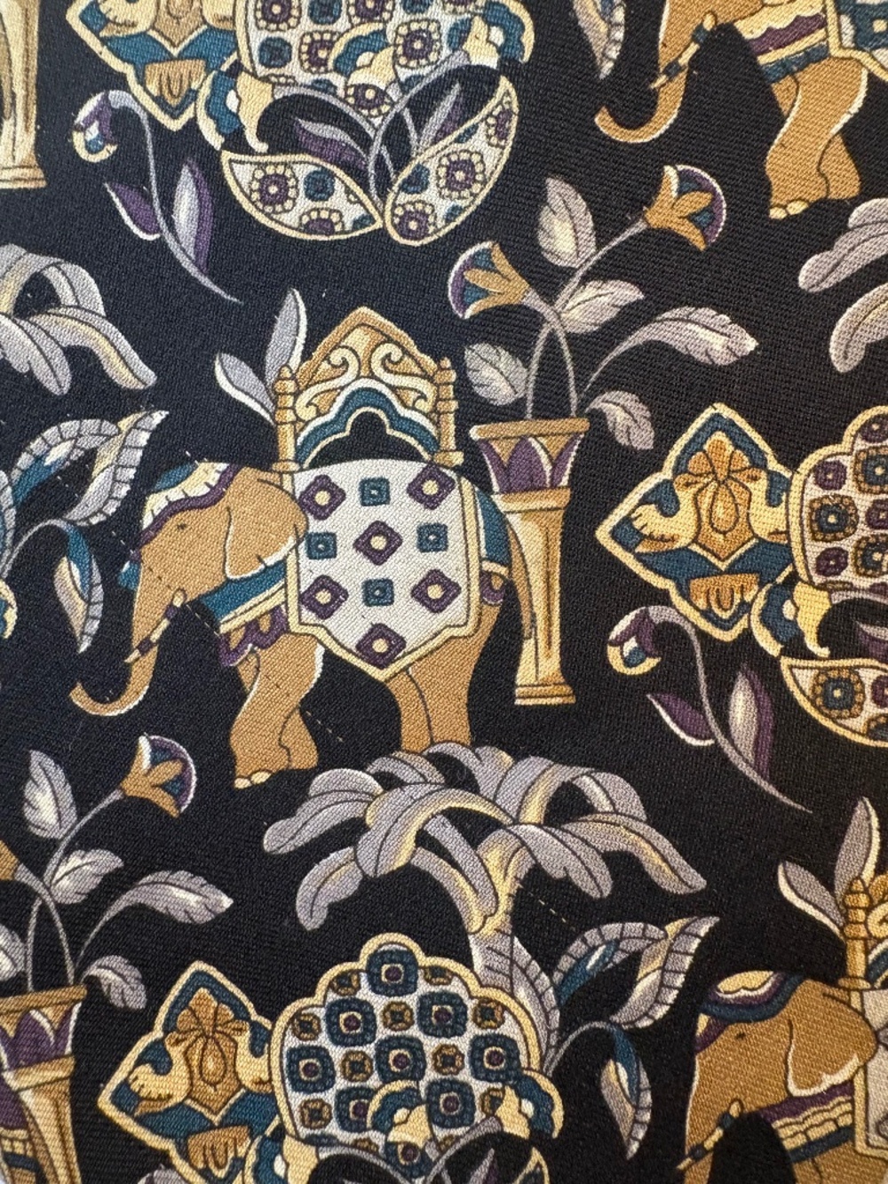 Vintage Briar Silk Elephant Print Necktie - Made in USA / Italian Fabric